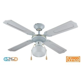 Agitatore/Ventilatore da soffitto in legno laccato bianco 1 lampada Vi