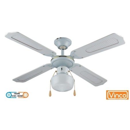 Agitatore/Ventilatore da soffitto in legno laccato bianco 1 lampada Vi