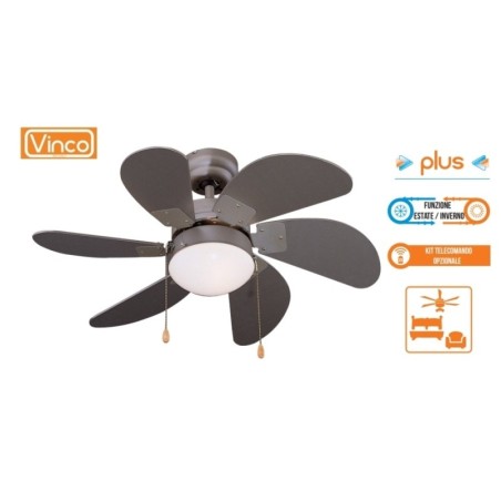 Agitatore / Ventilatore da soffitto con 6 pale in legno finitura Silve