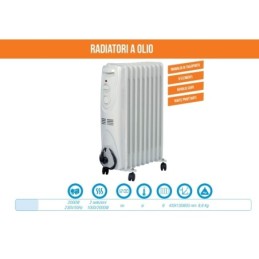 Stufa elettrica ad olio/Radiatore oleodinamico 9 elementi 2000W