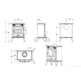 Stufa a legna/Termocamino compatto in ghisa 5/8 kW - Mod. New Kompact