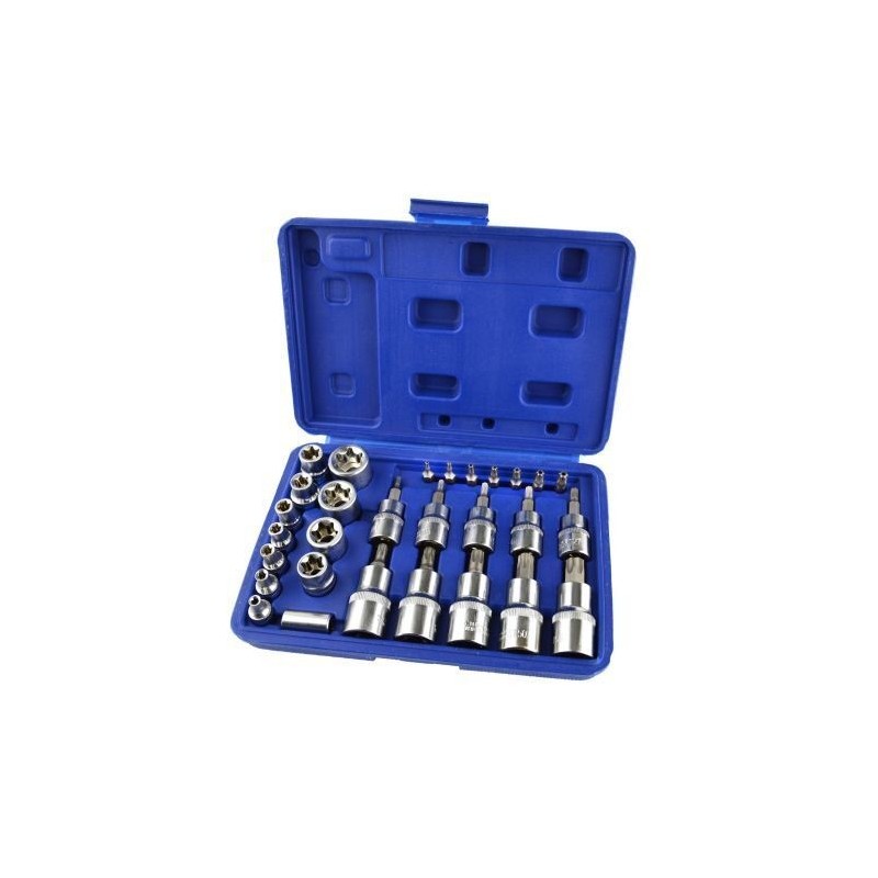 Kit Inserti + Bussole/Boccole impronta torx 29 pezzi 3/8" - 1/4" cromo