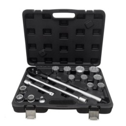 Kit Bussole/Boccole poligonali 16 pezzi 3/4" cromo vanadio con chiave