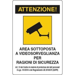 Cartello di videosorveglianza - Attenzione area sottoposta a videosorv