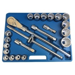 Kit Bussole/Boccole poligonali 22 pezzi 3/4" cromo vanadio con chiave